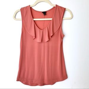 Ann Taylor Pink Ruffle Neck Tank